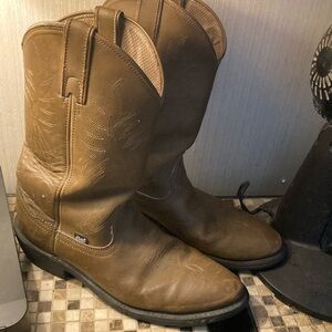 Justin Boots Brown Cowboy Western Boots Roper Style